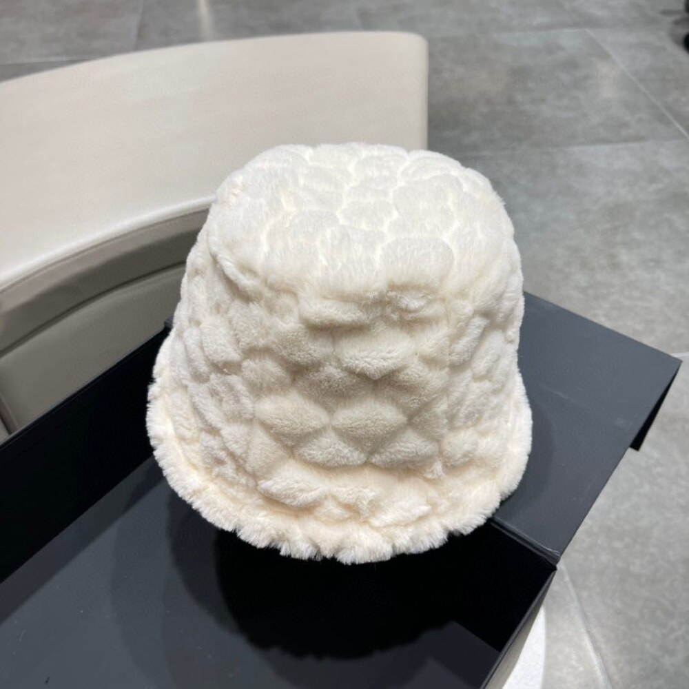 Dior Teddy Bear Embroidered White Faux Fur Bucket Hat - Picture 5 of 8
